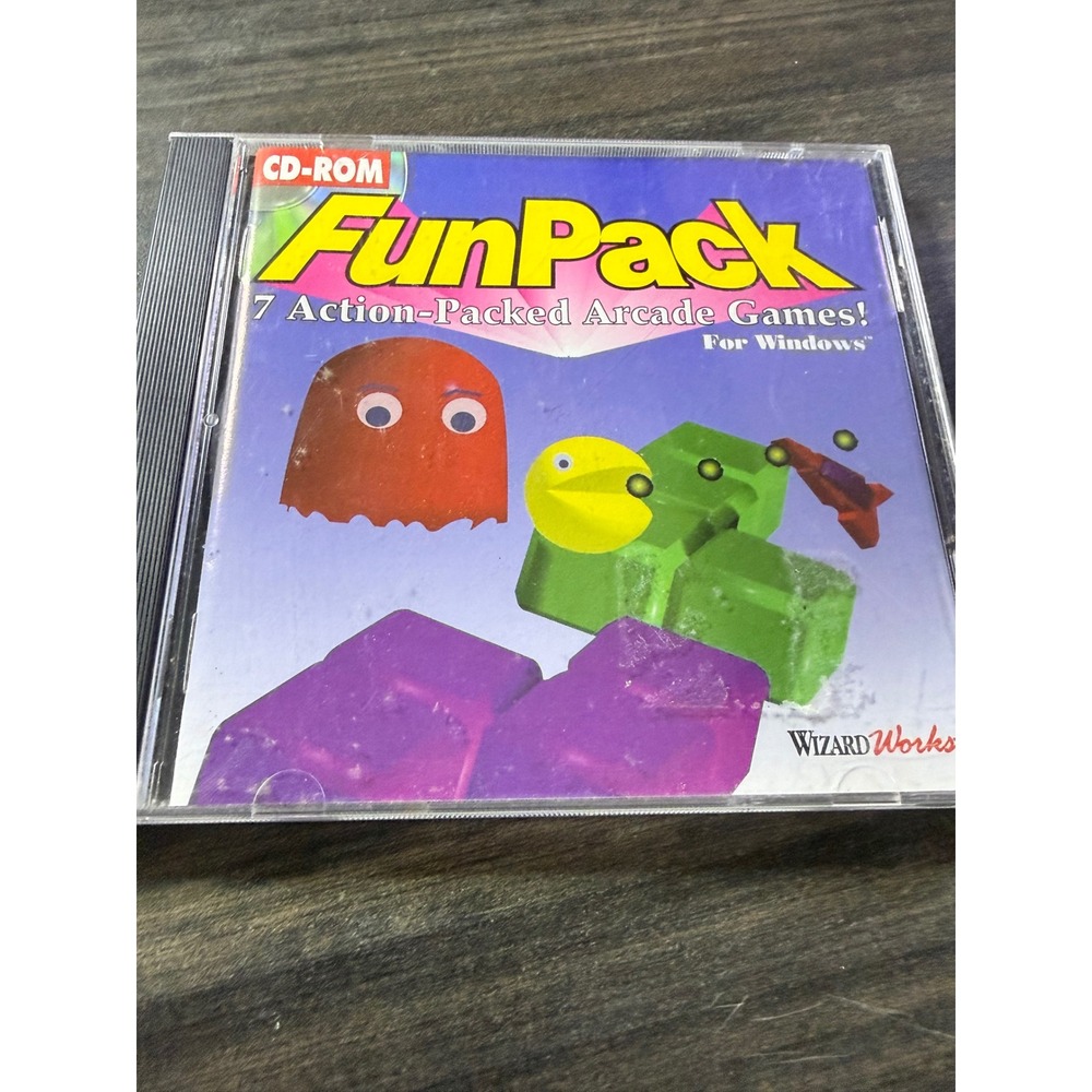 WizardWorks FunPack CD-ROM 7 Action-Packed Arcade Games For Windows PC Vintage